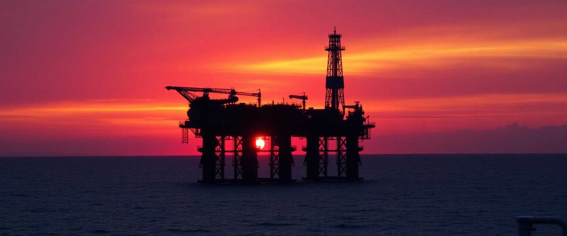 Oil platform at sunset